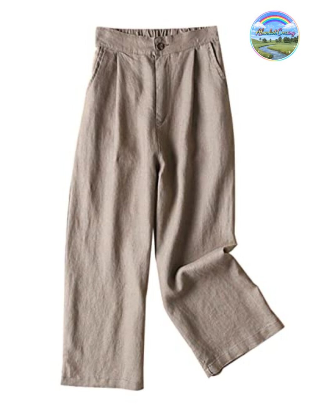 100% Linen Wide Leg Capri Pants Women Summer Casual Palazzo Pleated